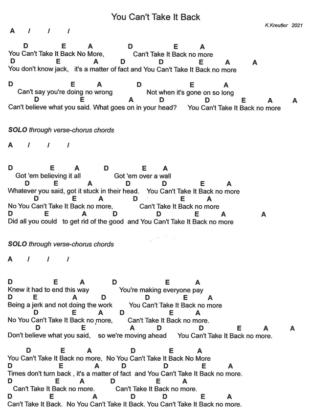 You Can't Take It Back lyrics and chords