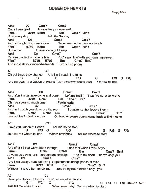 Queen of Hearts lyrics by Gregg Allman